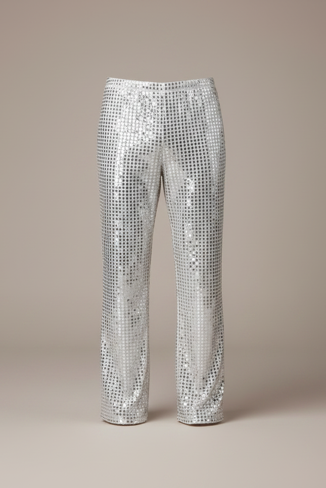 Pantalon Fluide Argenté Paillettes Évasé Disco Homme - Polyester - vue 3