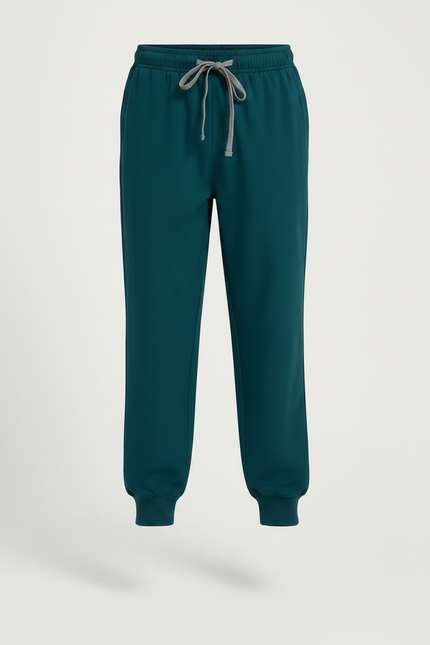 Pantalon Fluide Vert Canard Ample Cordon Jogger Enfant - Polyester - vue 3