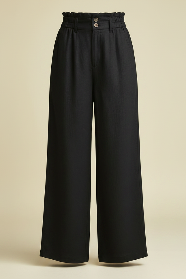 Pantalon Fluide Femme Noir Palazzo Lin - vue 3