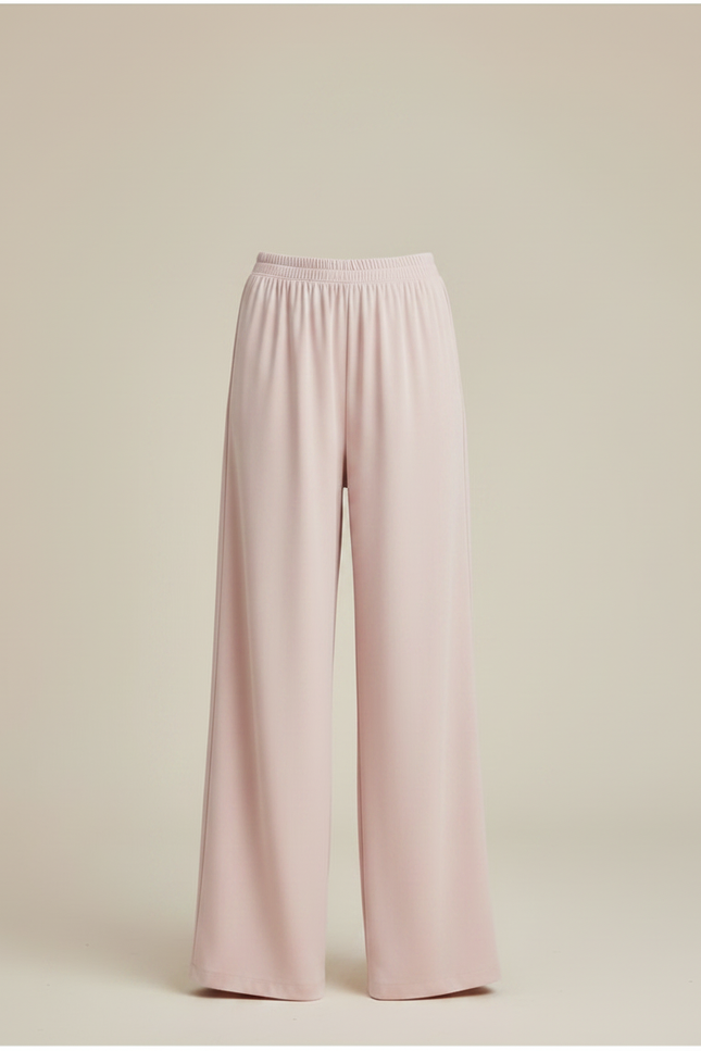 Pantalon Fluide Rose Pâle Ample Satiné Fille Confortable - vue 3