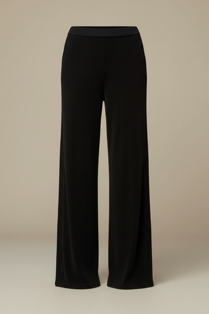Pantalon Fluide Noir Ample Côtelé Décontracté Femme - Cordé - vue 3