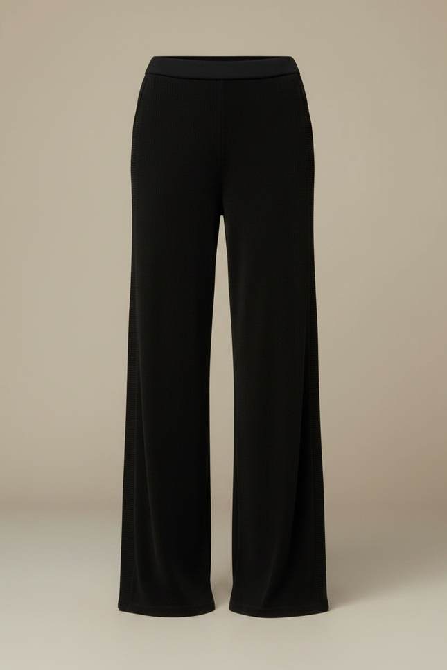 Pantalon Fluide Noir Ample Côtelé Décontracté Femme - Cordé - vue 3