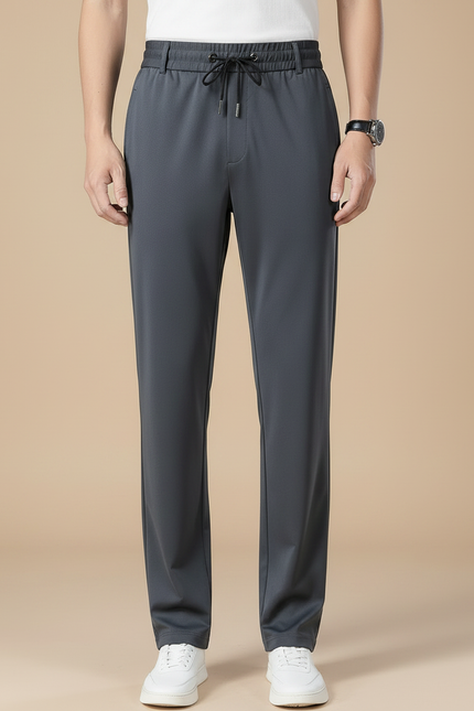 Pantalon Fluide Homme Gris Droit Décontracté Extensible - Polyester - vue 3