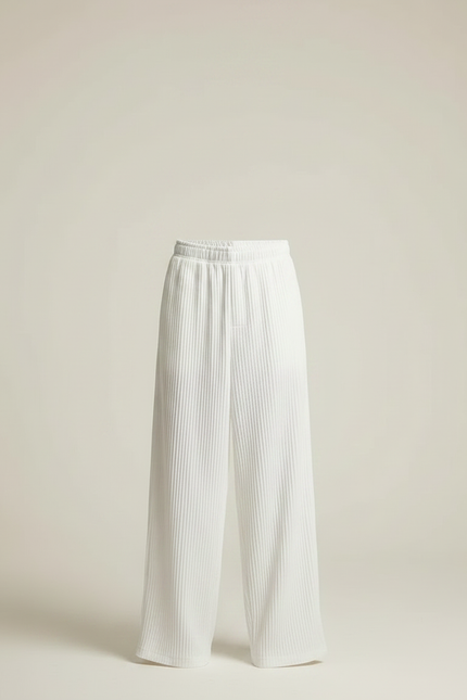 Pantalon Fluide Blanc Plissé Ample Décontracté Enfant - Polyester - vue 3