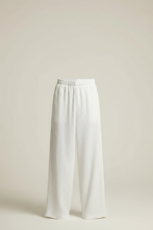 Pantalon Fluide Blanc Plissé Ample Décontracté Enfant - Polyester - vue 3