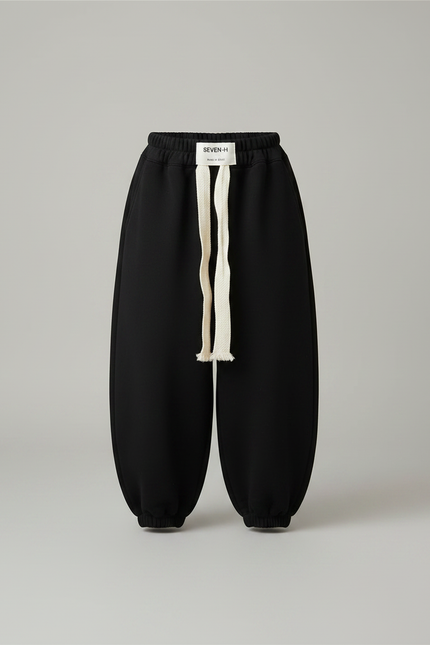 Pantalon Fluide Garçon Noir Coupe Ample Coton - Molleton - vue 3