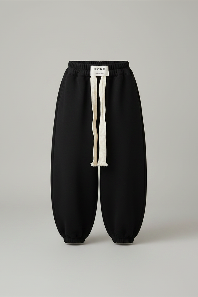 Pantalon Fluide Garçon Noir Coupe Ample Coton - Molleton - vue 3