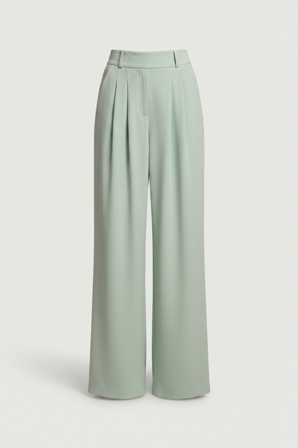 Pantalon Fluide Vert Menthe Ample Plissé Élégant - Polyester - vue 3