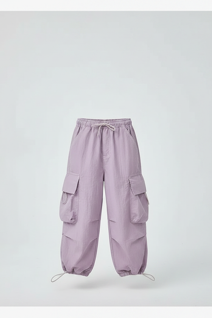 Pantalon Fluide Violet Cargo Ample Enfant Streetwear - Polyester - vue 3