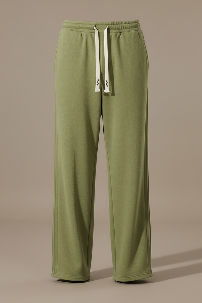 Pantalon Fluide Vert Ample Coton Plissé Décontracté Homme - Molleton - vue 3