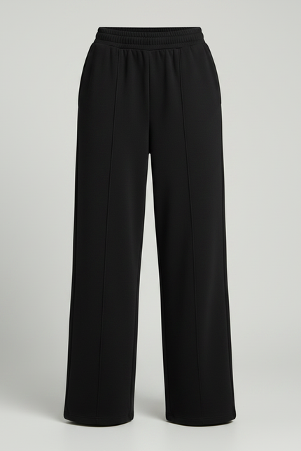 Pantalon Fluide Noir Ample Décontracté Poches - Molleton - vue 3