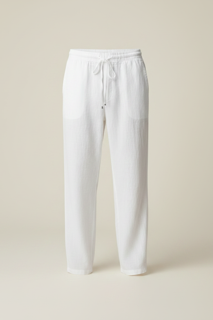 Pantalon Fluide Homme Blanc Coupe Ample - Lin - vue 3