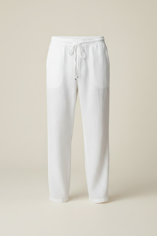 Pantalon Fluide Homme Blanc Coupe Ample - Lin - vue 3