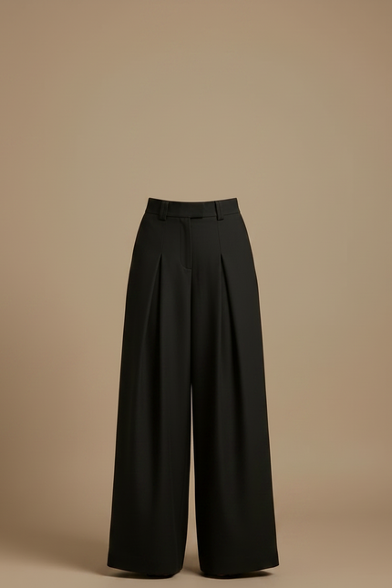 Pantalon Fluide Femme Noir Palazzo Crêpe Chic Mi-saison - Viscose - vue 3