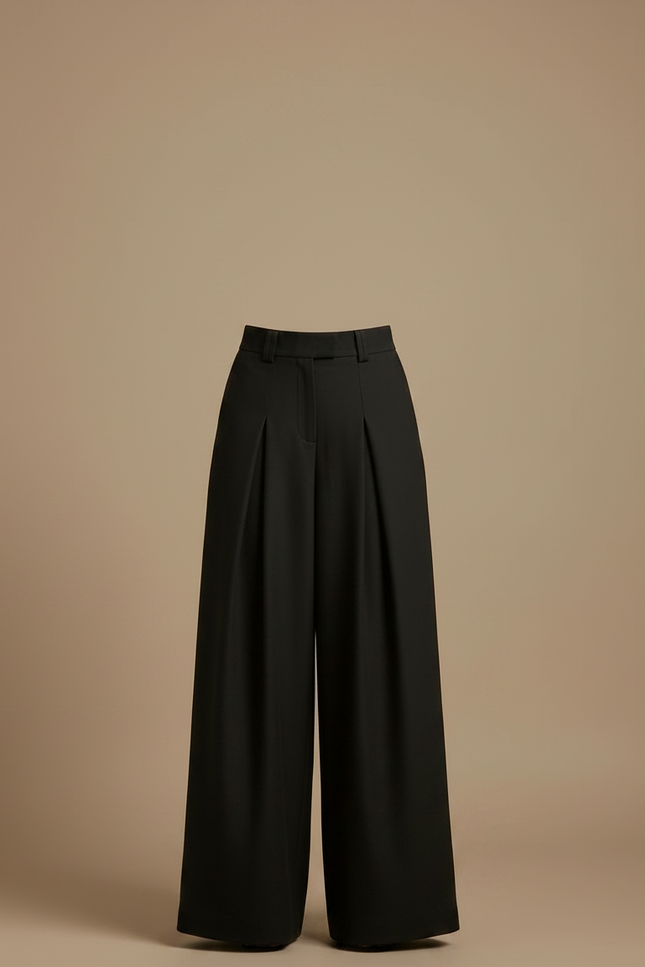 Pantalon Fluide Femme Noir Palazzo Crêpe Chic Mi-saison - Viscose - vue 3