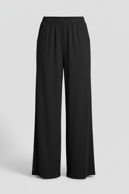 Pantalon Fluide Noir Ample Taille Haute Décontracté - Viscose - vue 3