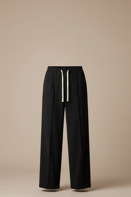 Pantalon Fluide Noir Ample Cordon Décontracté Homme - Polyester - vue 3