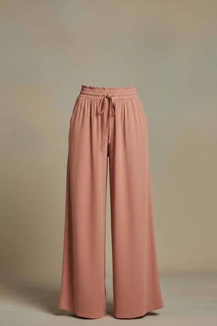 Pantalon Fluide Terracotta Femme - Marron Viscose - vue 3