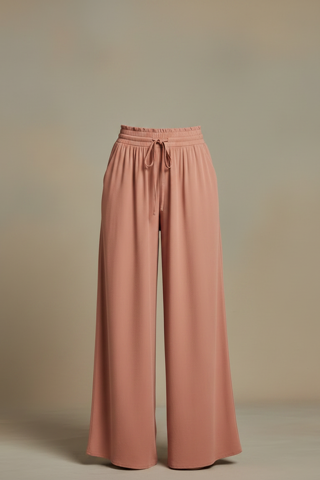 Pantalon Fluide Terracotta Femme - Marron Viscose - vue 3