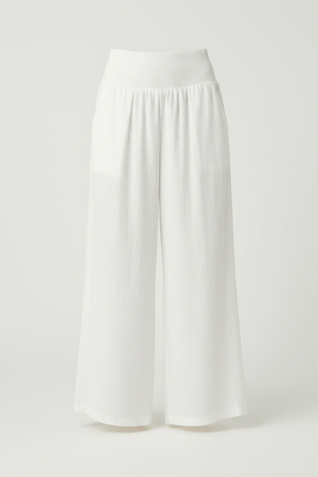 Pantalon Fluide Femme Lin - Blanc - vue 3
