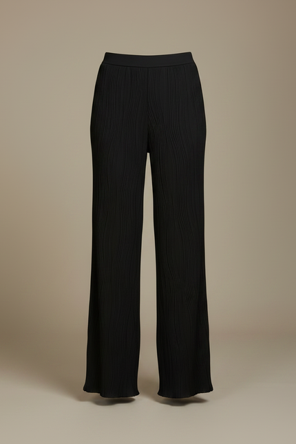 Pantalon Fluide Noir Plissé Ample Confortable Élégant - Polyester - vue 3