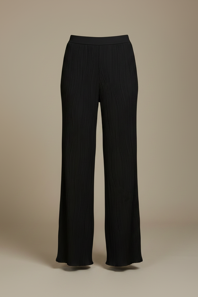 Pantalon Fluide Noir Plissé Ample Confortable Élégant - Polyester - vue 3