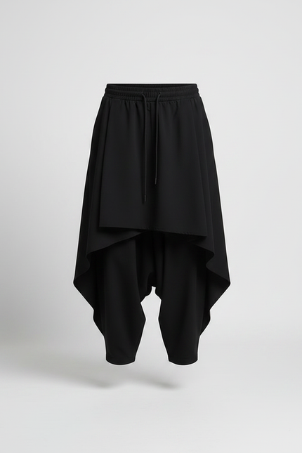 Pantalon Fluide Noir Ample Harem Asymétrique Homme - Viscose - vue 3