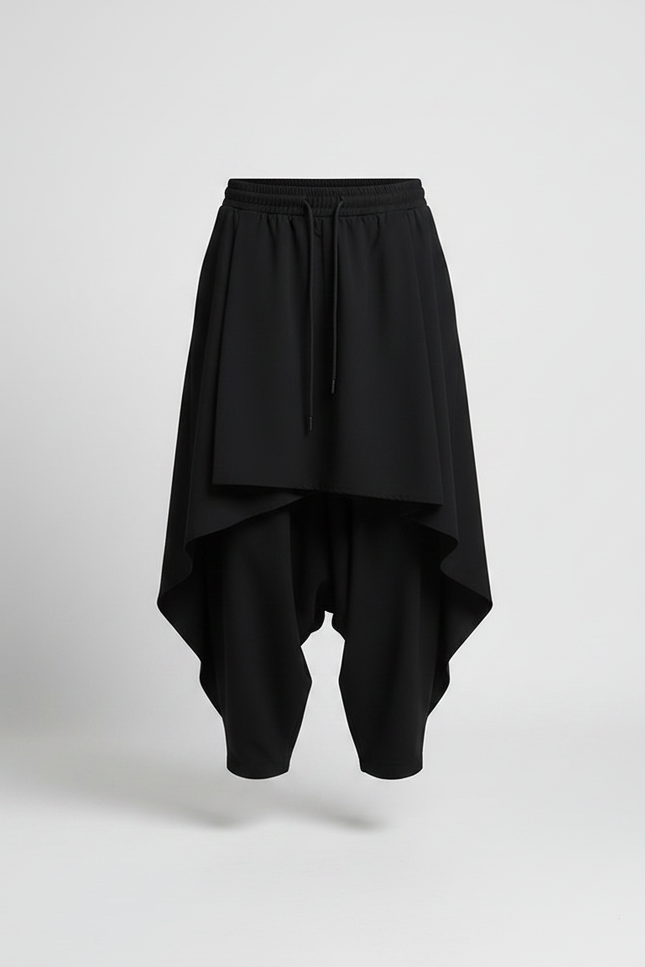 Pantalon Fluide Noir Ample Harem Asymétrique Homme - Viscose - vue 3