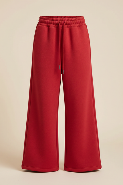 Pantalon Fluide Rouge Ample Molletonné Confortable Fille - vue 3