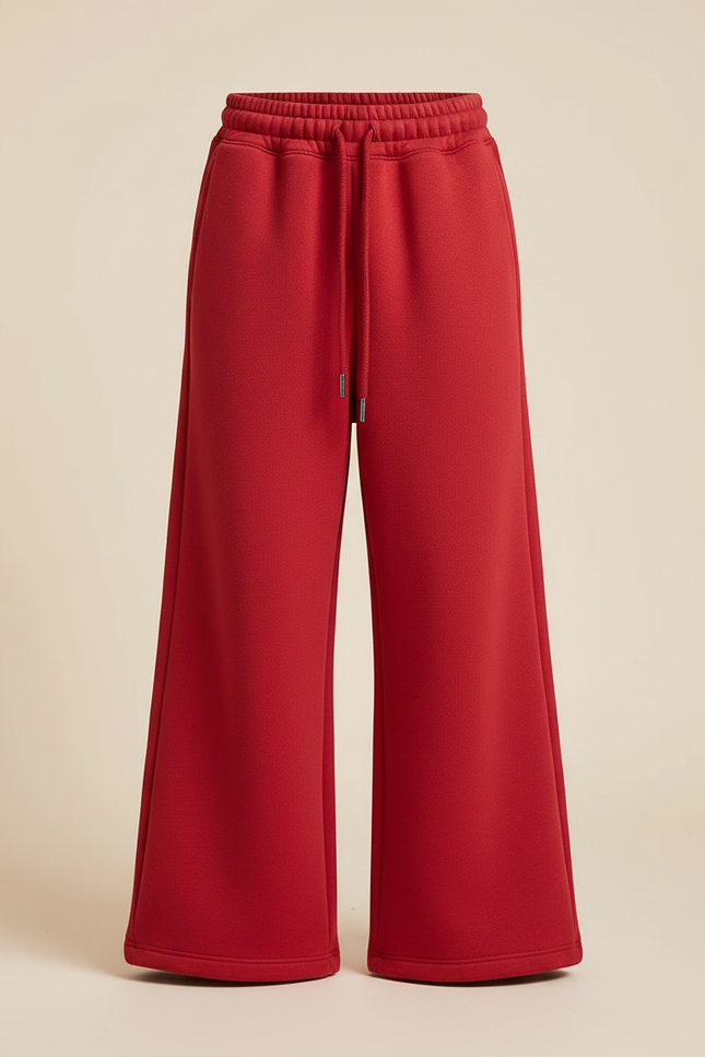 Pantalon Fluide Rouge Ample Molletonné Confortable Fille - vue 3
