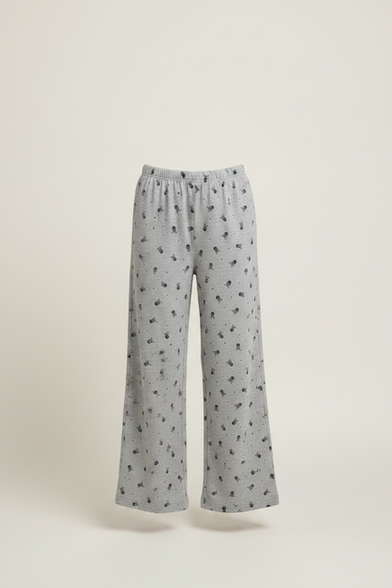 Pantalon Fluide Gris Ample Imprimé Décontracté Enfant Coton - Molleton - vue 3