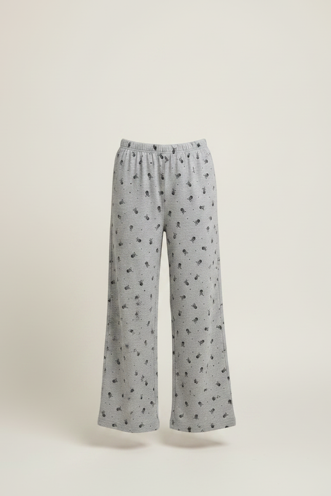Pantalon Fluide Gris Ample Imprimé Décontracté Enfant Coton - Molleton - vue 3