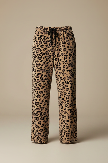 Pantalon Fluide Léopard Marron Ample Confortable Cordon - Imprimé Molleton - vue 3