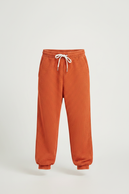 Pantalon Fluide Orange Côtelé Ample Décontracté Enfant - Cordé - vue 3