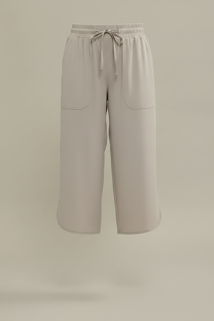 Pantalon Fluide Beige Ample Décontracté Cordon Femme - Polyester - vue 3