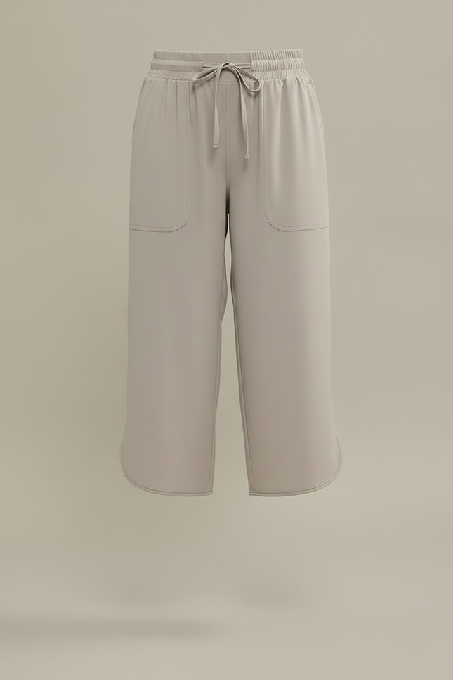 Pantalon Fluide Beige Ample Décontracté Cordon Femme - Polyester - vue 3