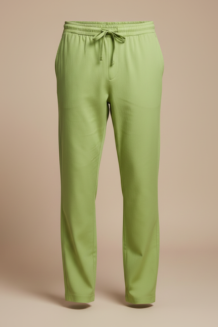 Pantalon Fluide Vert Ample Décontracté Homme Cordon - Viscose - vue 3
