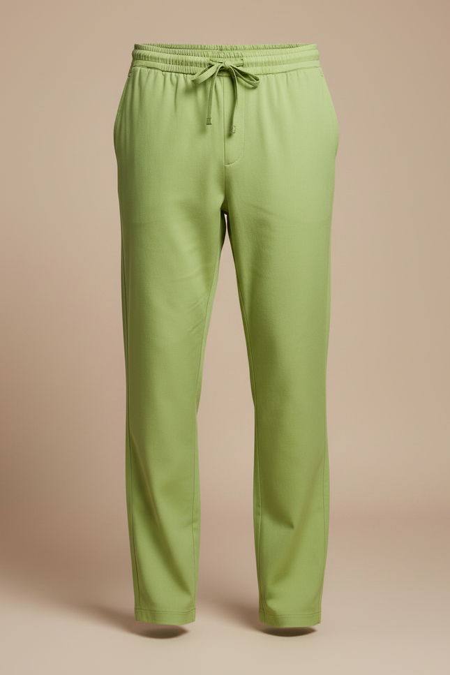 Pantalon Fluide Vert Ample Décontracté Homme Cordon - Viscose - vue 3