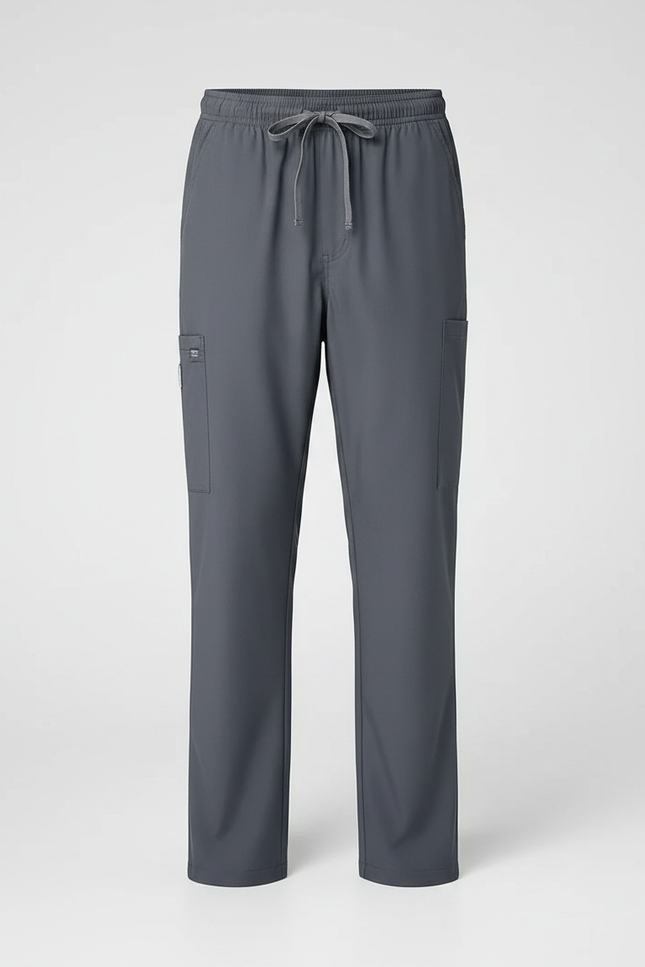 Pantalon Fluide Gris Ample Cordon Décontracté Cargo - Polyester - vue 2