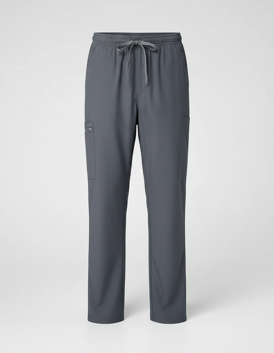 Pantalon Fluide Gris Ample Cordon Décontracté Cargo - Polyester - vue 2