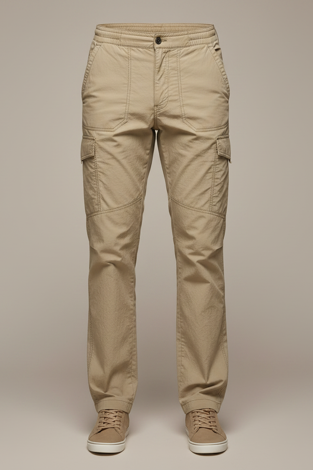 Pantalon Fluide Cargo Kaki Décontracté Homme Coton - vue 3