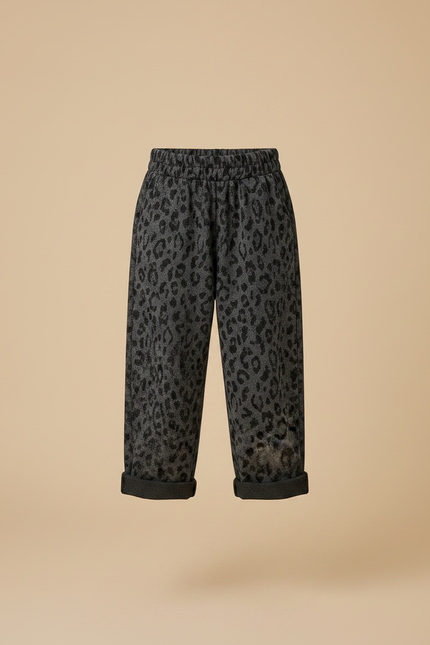 Pantalon Fluide Léopard Gris Ample Enfant Doux - Imprimé Molleton - vue 3