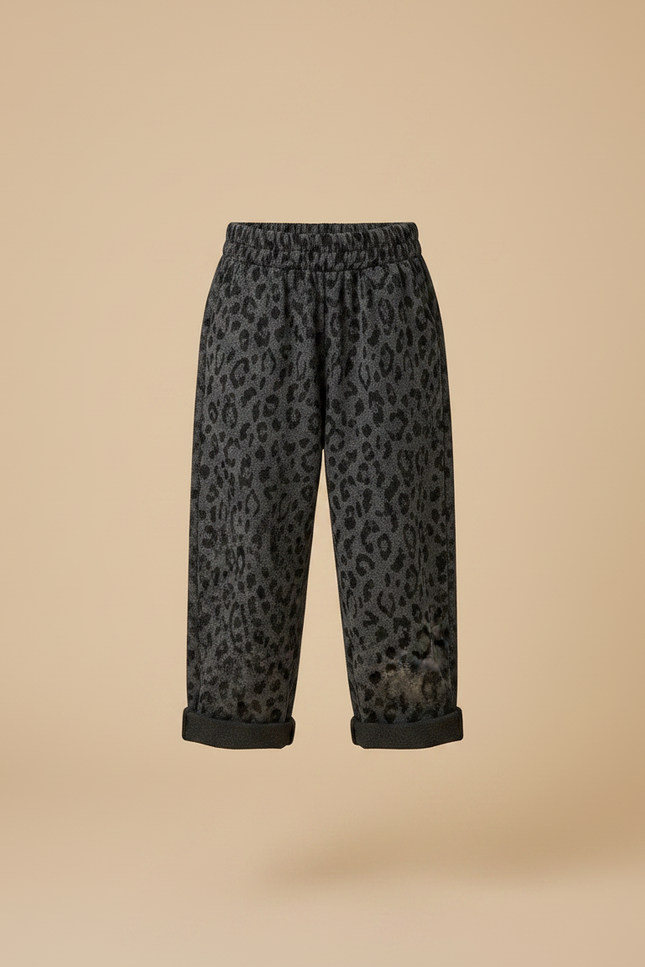 Pantalon Fluide Léopard Gris Ample Enfant Doux - Imprimé Molleton - vue 3