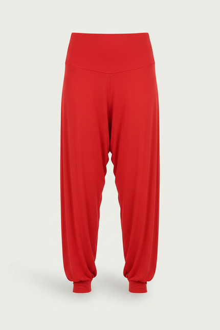 Pantalon Fluide Rouge Ample Confortable Harem - Viscose - vue 3