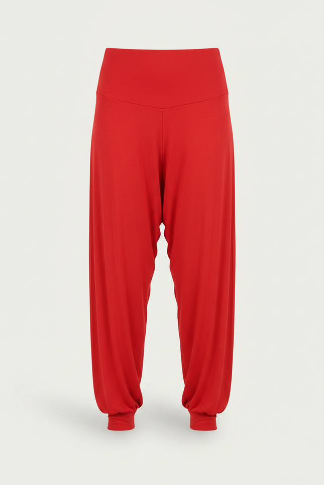 Pantalon Fluide Rouge Ample Confortable Harem - Viscose - vue 3