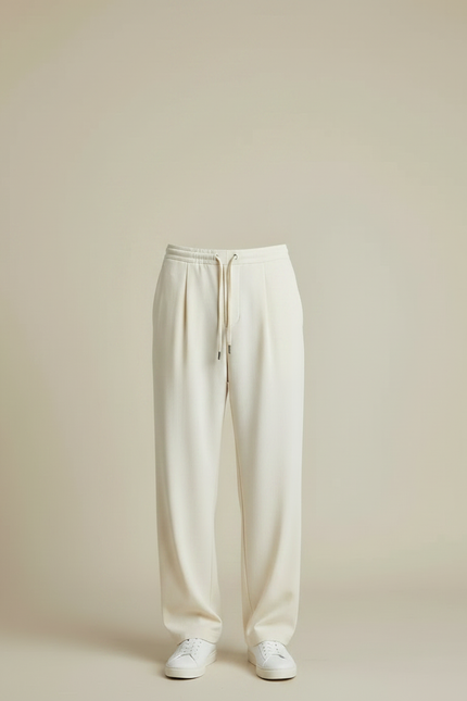 Pantalon Fluide Écru Ample Décontracté Homme Léger - Beige Polyester - vue 3