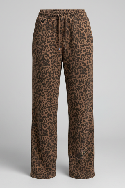 Pantalon Fluide Léopard Marron Ample Décontracté Femmes - Molleton - vue 2