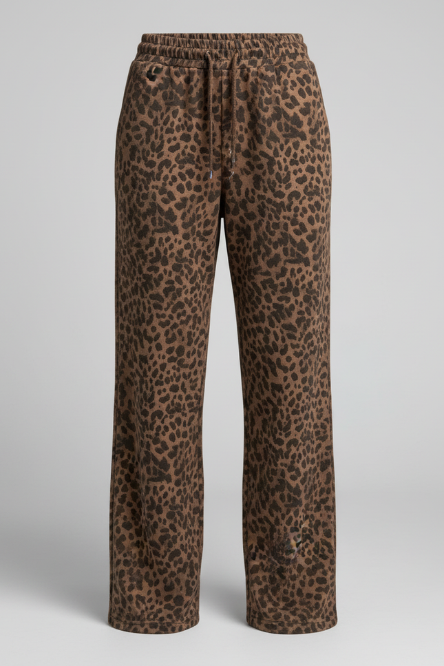 Pantalon Fluide Léopard Marron Ample Décontracté Femmes - Molleton - vue 2