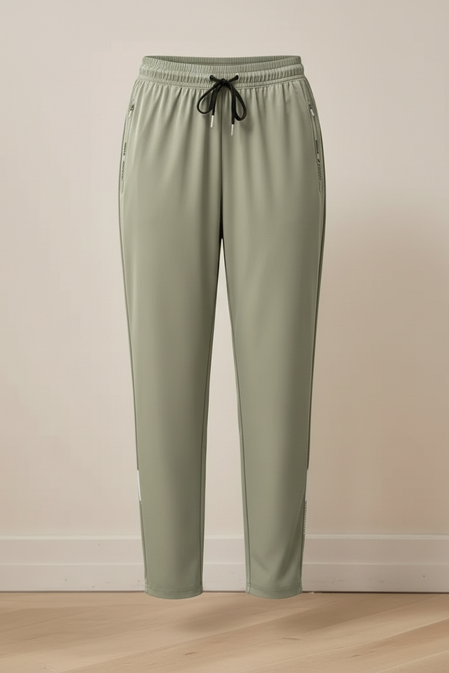Pantalon Fluide Vert Kaki Droit Décontracté Léger - Polyester - vue 3