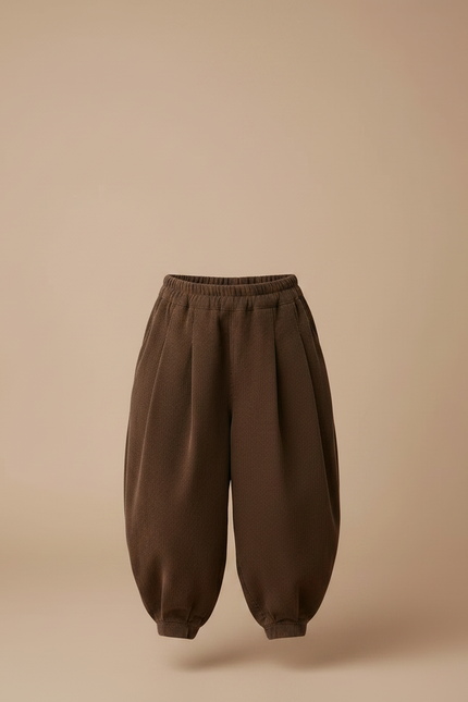 Pantalon Fluide Marron Côtelé Harem Ample Enfant - Cordé - vue 3